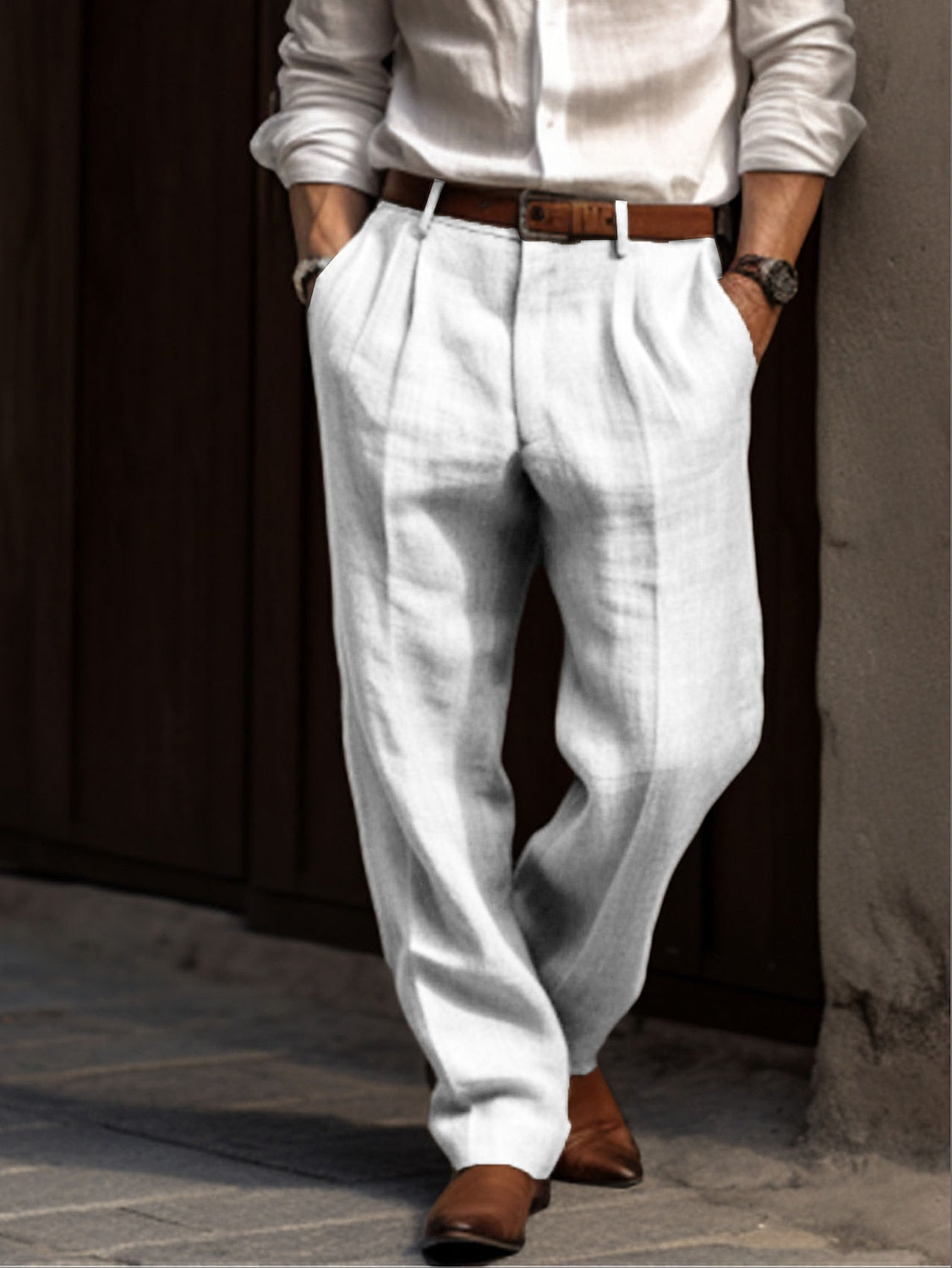 Heren Broek Dubbele Plooi Comfortabel Losse Fit