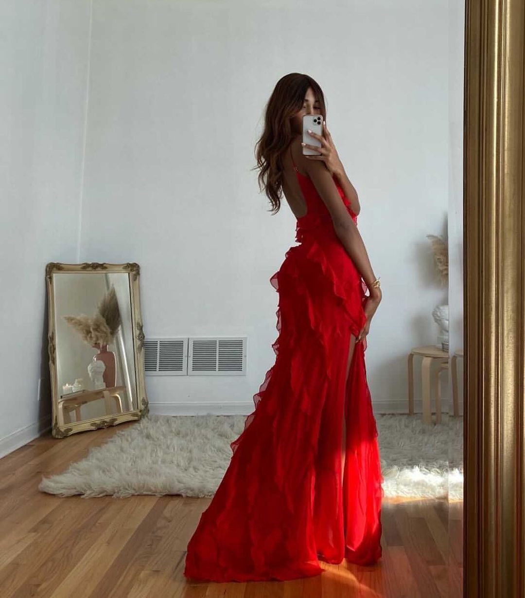Vrouwen Maxi Jurk Ruffles Elegante Avondjurk