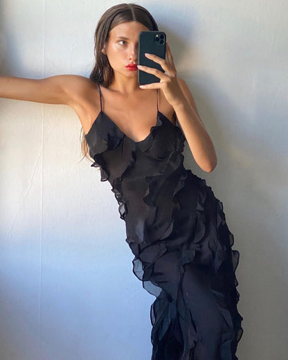 Vrouwen Maxi Jurk Ruffles Elegante Avondjurk