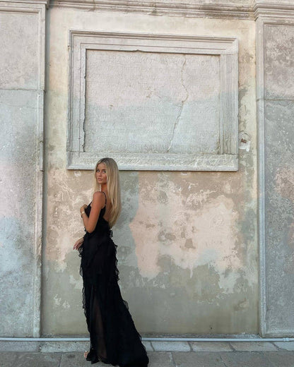 Vrouwen Maxi Jurk Ruffles Elegante Avondjurk