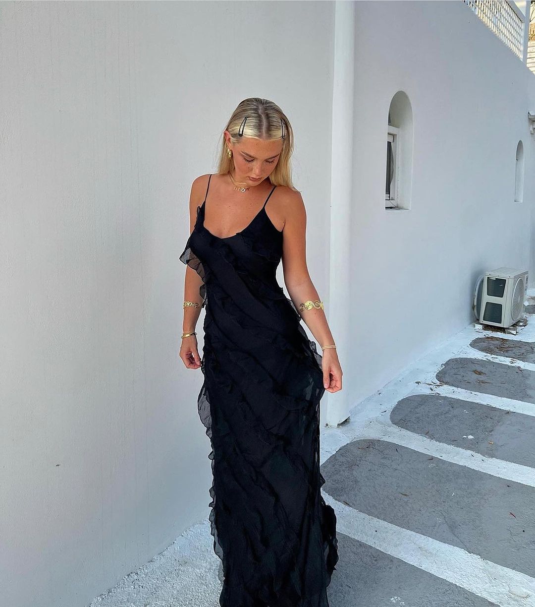 Vrouwen Maxi Jurk Ruffles Elegante Avondjurk