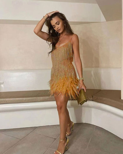 Feestjurk Met Pailletten voor Vrouw Glitter Cocktailjurk Avondkleding