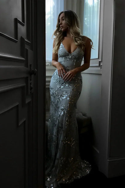 Vrouwelijke Feestjurk Maxi – Glamourous Lange Avondjurk Met Pailletten
