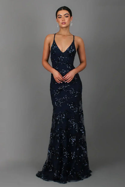 Vrouwelijke Feestjurk Maxi – Glamourous Lange Avondjurk Met Pailletten - StudioMarella