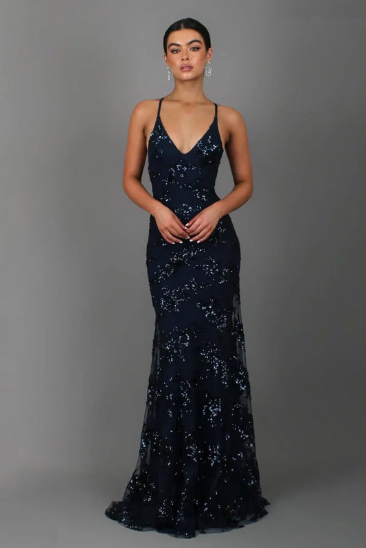Vrouwelijke Feestjurk Maxi – Glamourous Lange Avondjurk Met Pailletten - StudioMarella