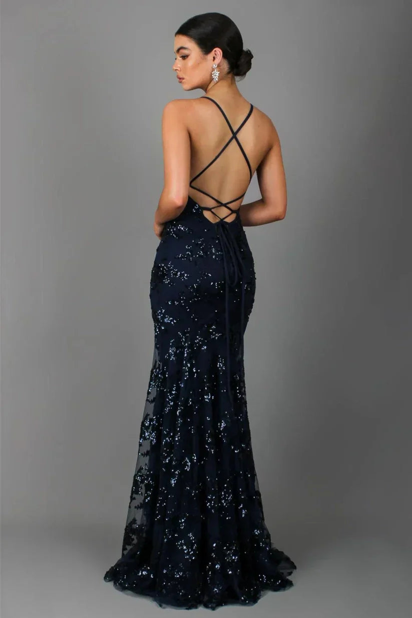 Vrouwelijke Feestjurk Maxi – Glamourous Lange Avondjurk Met Pailletten