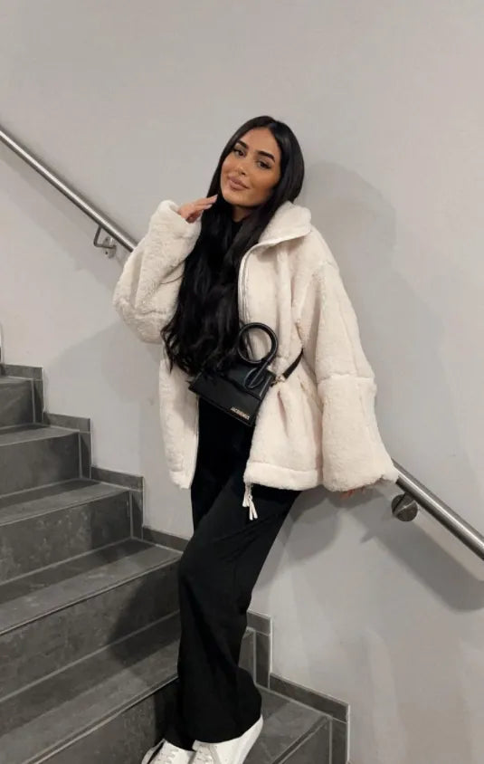 Dames Teddyjas Oversized Zacht Fleece Warme Winterjas