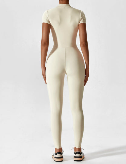 Dames Jumpsuit Lange Mouwen met Rits en Staande Kraag
