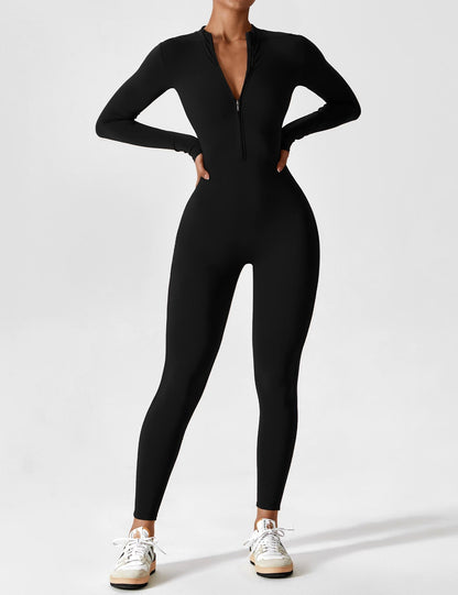 Dames Jumpsuit Lange Mouwen met Rits en Staande Kraag - StudioMarella