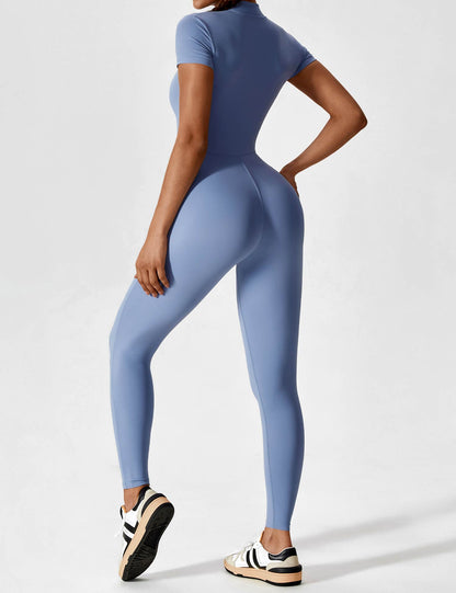 Dames Jumpsuit Lange Mouwen met Rits en Staande Kraag