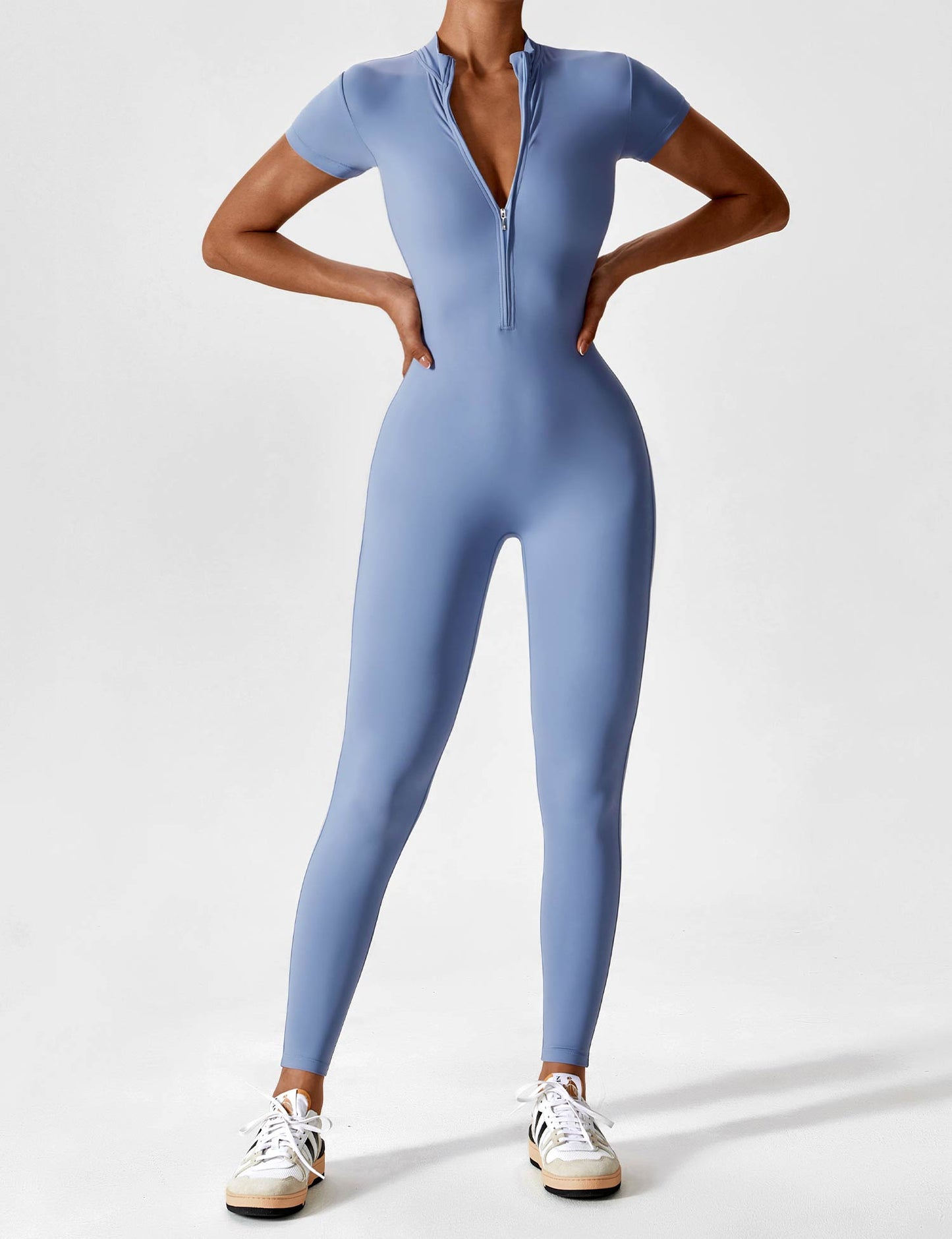 Dames Jumpsuit Lange Mouwen met Rits en Staande Kraag
