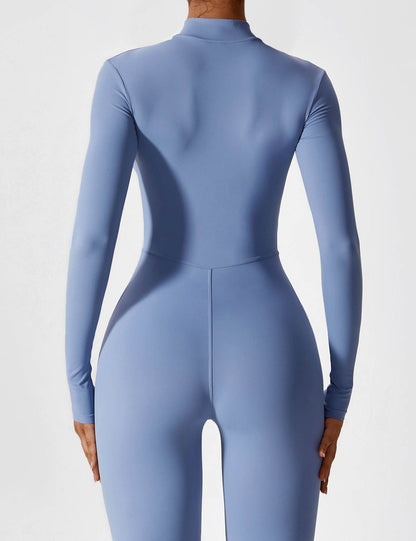 Dames Jumpsuit Lange Mouwen met Rits en Staande Kraag