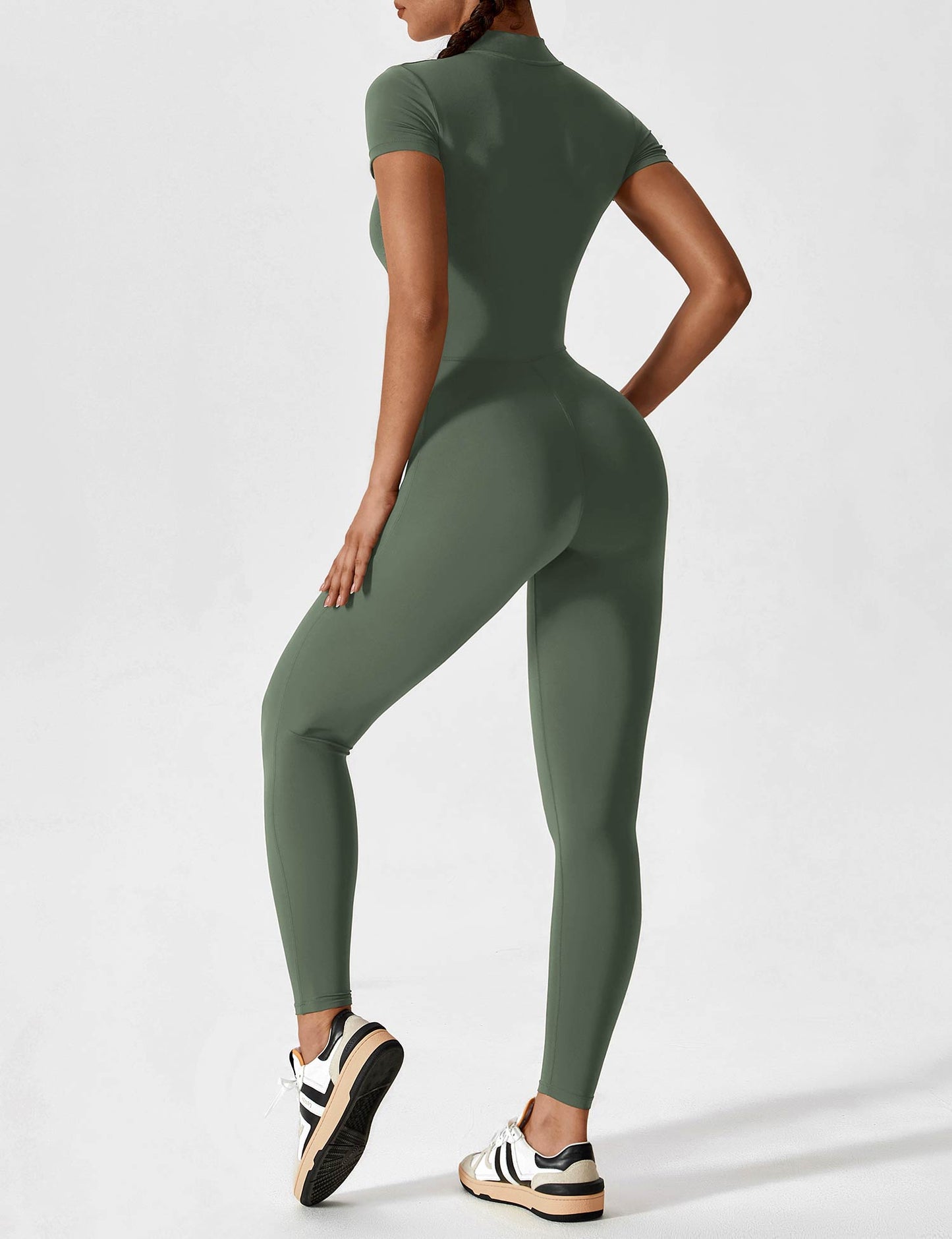 Dames Jumpsuit Lange Mouwen met Rits en Staande Kraag