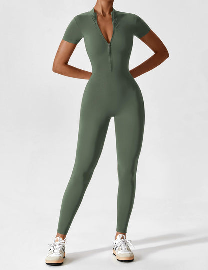 Dames Jumpsuit Lange Mouwen met Rits en Staande Kraag
