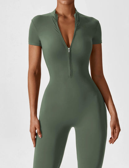 Dames Jumpsuit Lange Mouwen met Rits en Staande Kraag