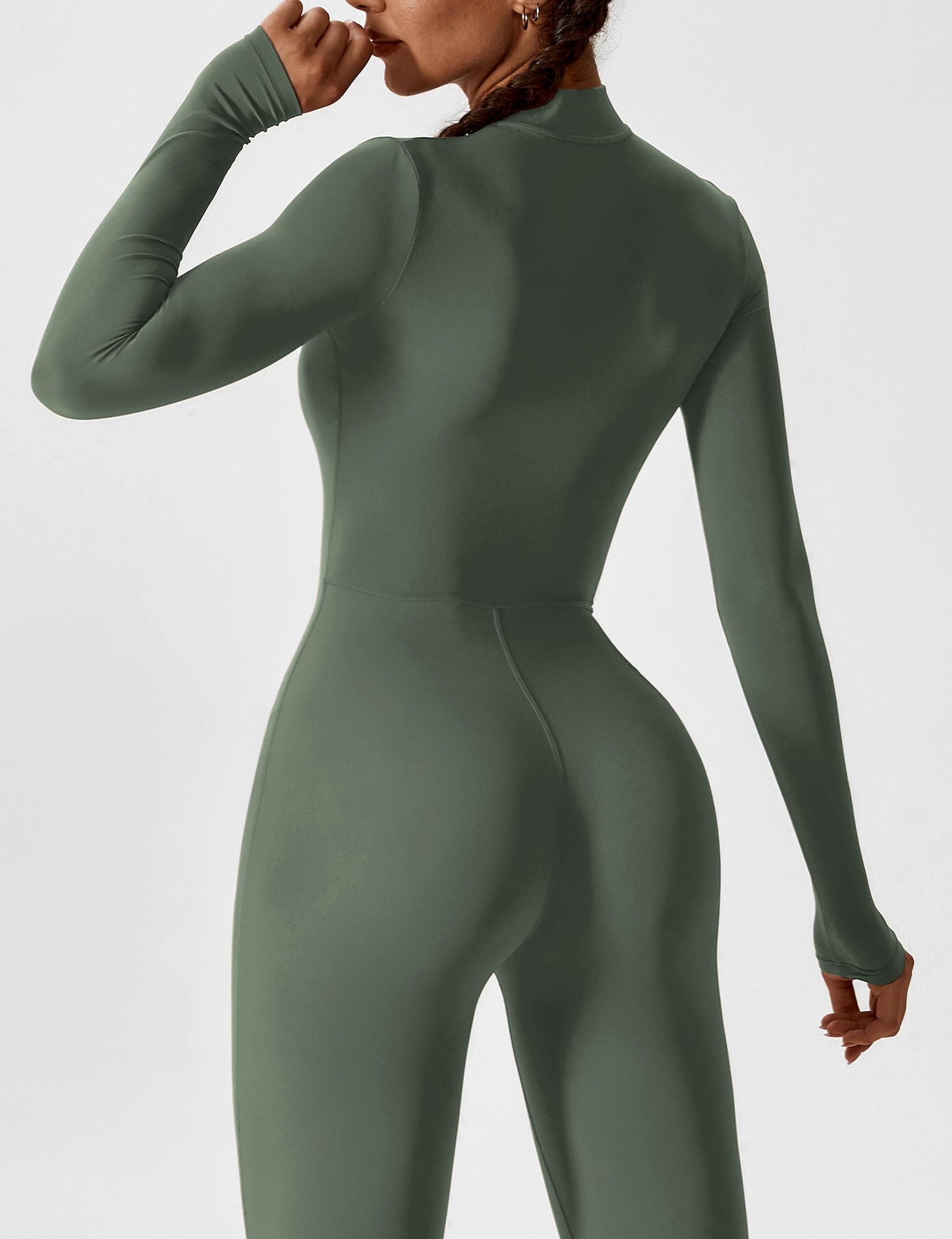 Dames Jumpsuit Lange Mouwen met Rits en Staande Kraag