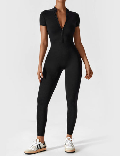 Dames Jumpsuit Lange Mouwen met Rits en Staande Kraag