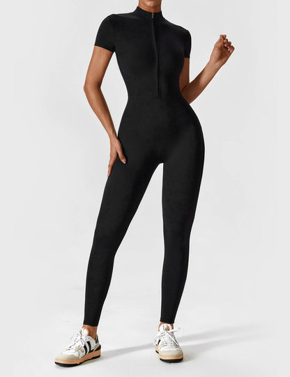 Dames Jumpsuit Lange Mouwen met Rits en Staande Kraag