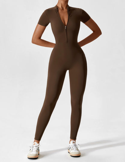 Dames Jumpsuit Lange Mouwen met Rits en Staande Kraag
