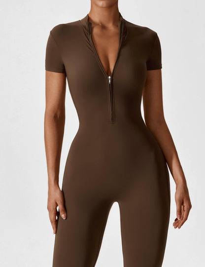 Dames Jumpsuit Lange Mouwen met Rits en Staande Kraag