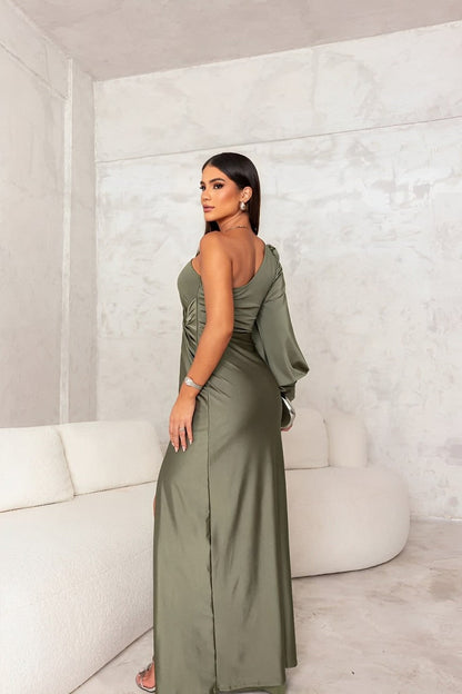 Damesjurk Elegante One-Shoulder Vloeiend met Zijsplit
