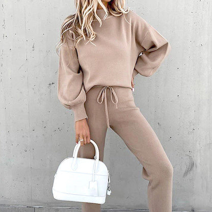 Zachte Dames Loungewear Set Gebreid Warm en Comfortabel